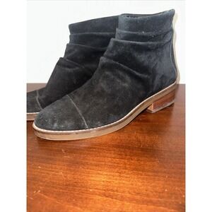 Cole Haan Grand Riona Ankle Bootie Slouch Back Zip Black Suede Womens Size‎ 8.5